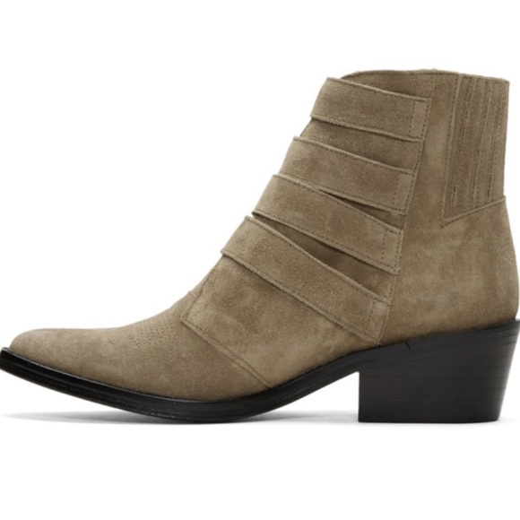 Toga Pulla Beige Suede Buckled Western Ankle Boot - Picture 4 of 7